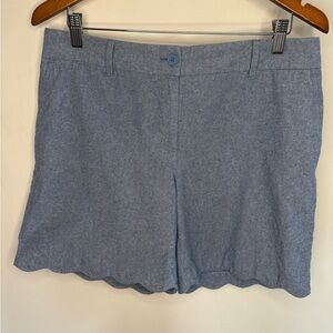 Women's Talbots 10 Scallop Hem 100% Cotton Shorts in Light Blue